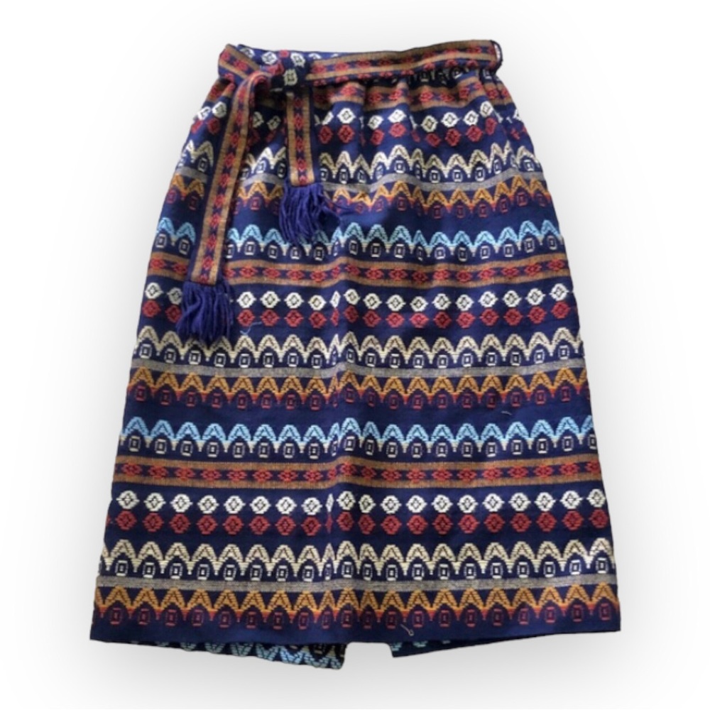 Vintage Peerless of Boston Striped Patterned Wool Midi Skirt